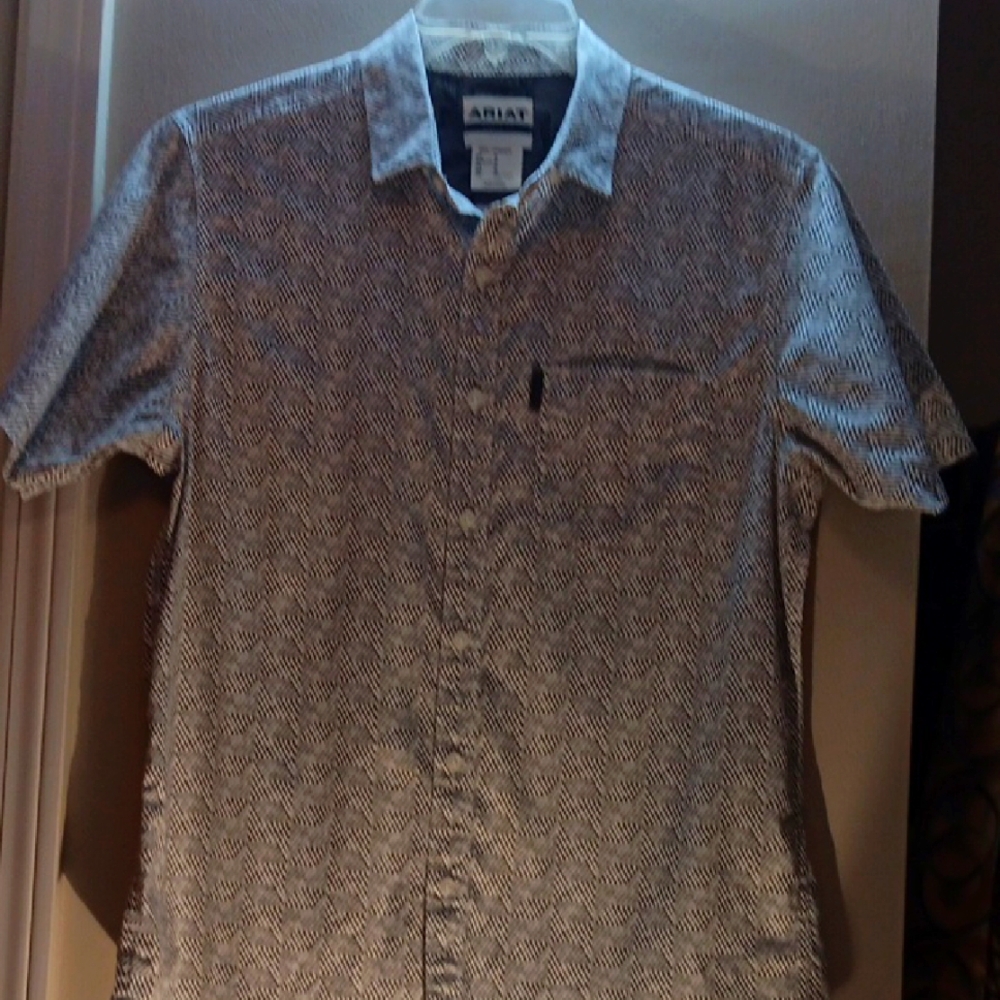 Ariat Men's Black and White Patterned Button Down Shirt - Picture 1 of 10